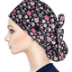 Gorro quirúrgico con cola de caballo y estampado floral
