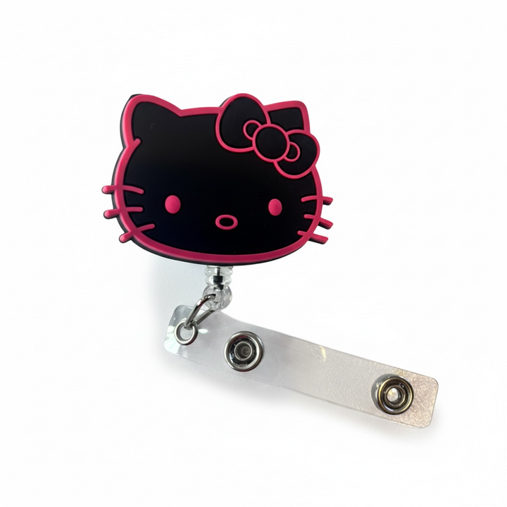 Black & Pink Kitty Inspired Badge Reel