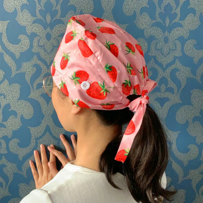 Strawberry Satin-Lined Scrub Cap