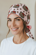 Pink Leopard Satin Lined Scrub Cap | Button & Tie Back