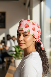 Strawberry Satin-Lined Scrub Cap