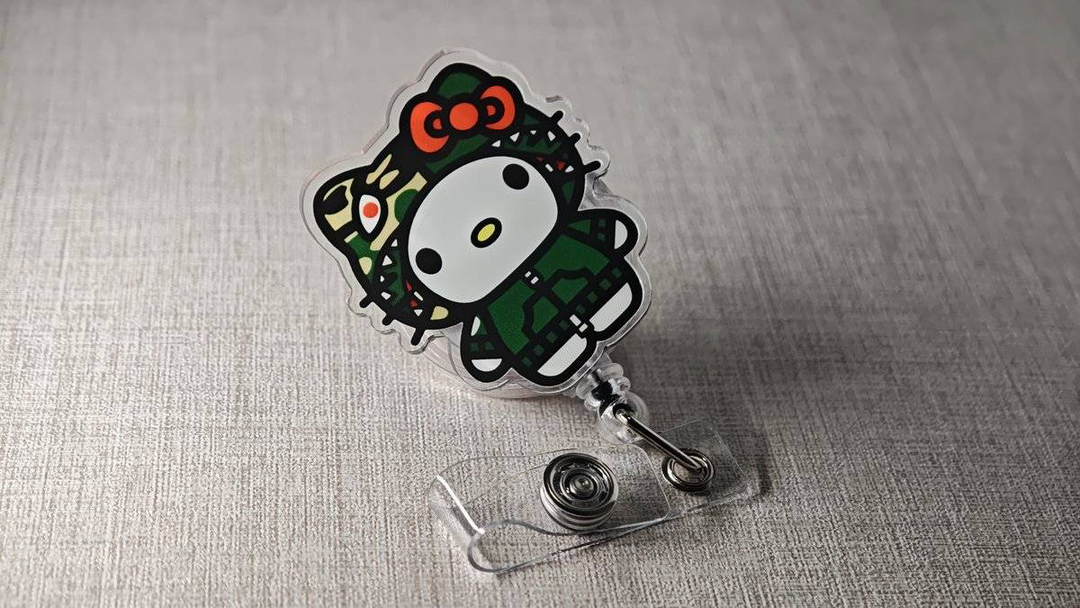 Camo Hello Kitty Inspired Badge Reel