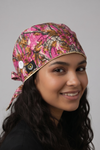 Pink Camo Satin Lined Scrub Cap | Button & Tie Back