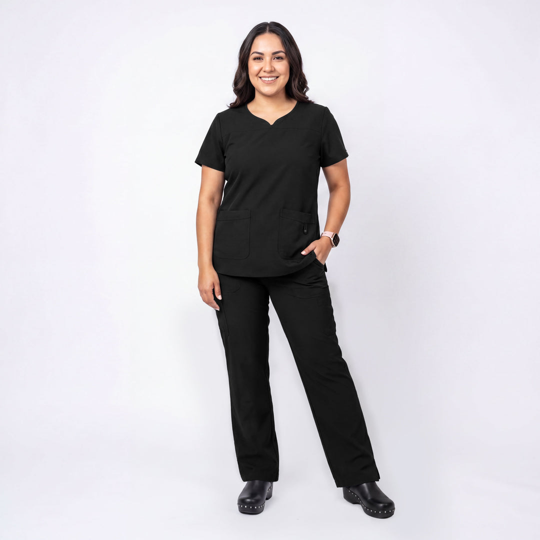 Flex Appeal Women’s Scrub Top – Black