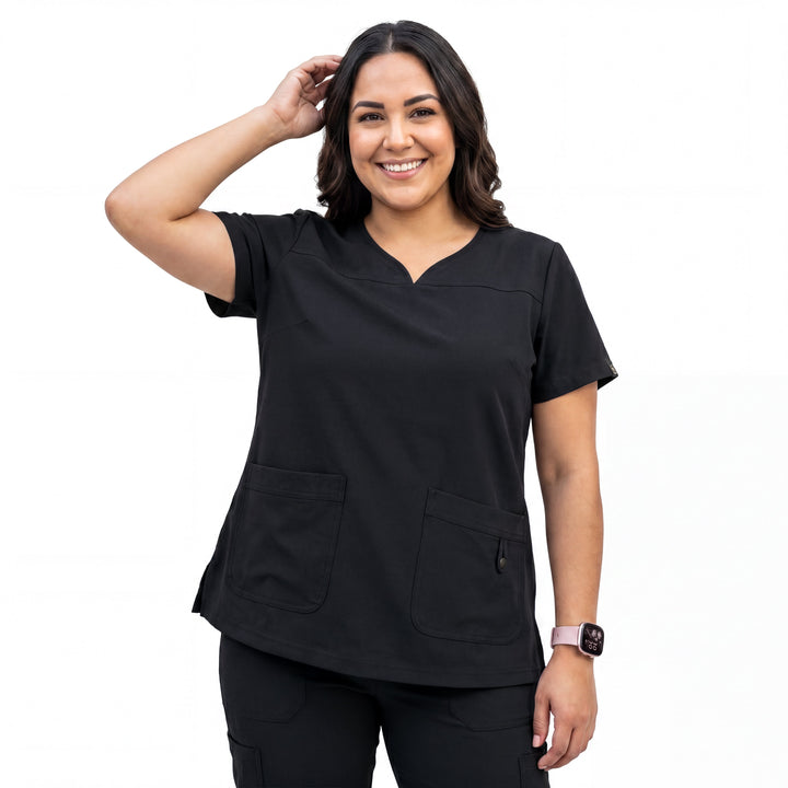 Flex Appeal Women’s Scrub Top – Black