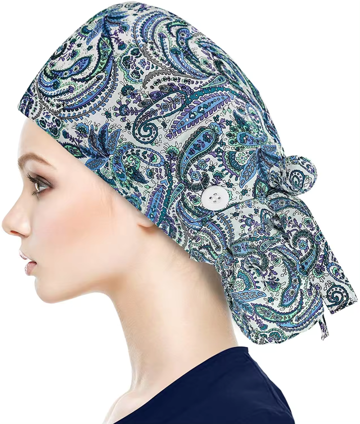 Blue Breeze Ponytail Scrub Cap