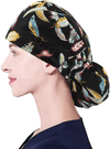 Gorro quirúrgico con cola de caballo y plumas