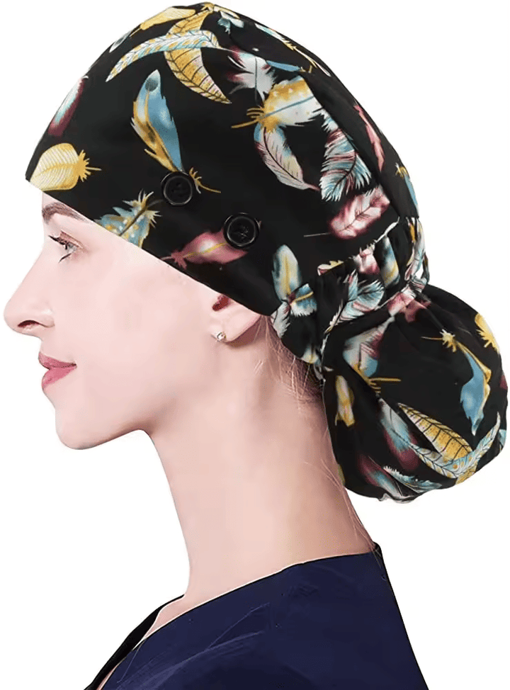 Feather Ponytail Scrub Cap