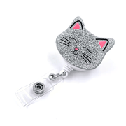 Glitter Kitty Retractable  Badge Reel