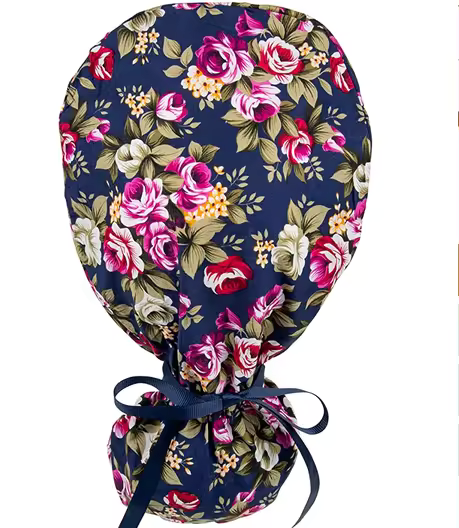 Zen Floral Ponytail Scrub Cap