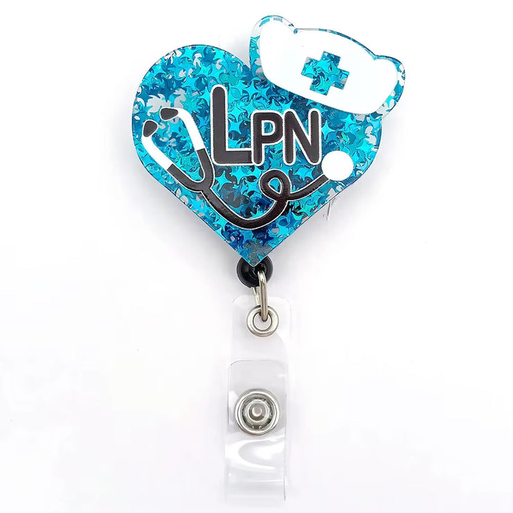 Blue Heart LPN Badge Reel