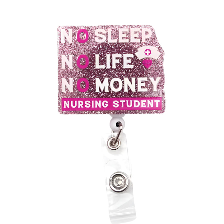 Glittery Pink Nursing Student Badge Reel