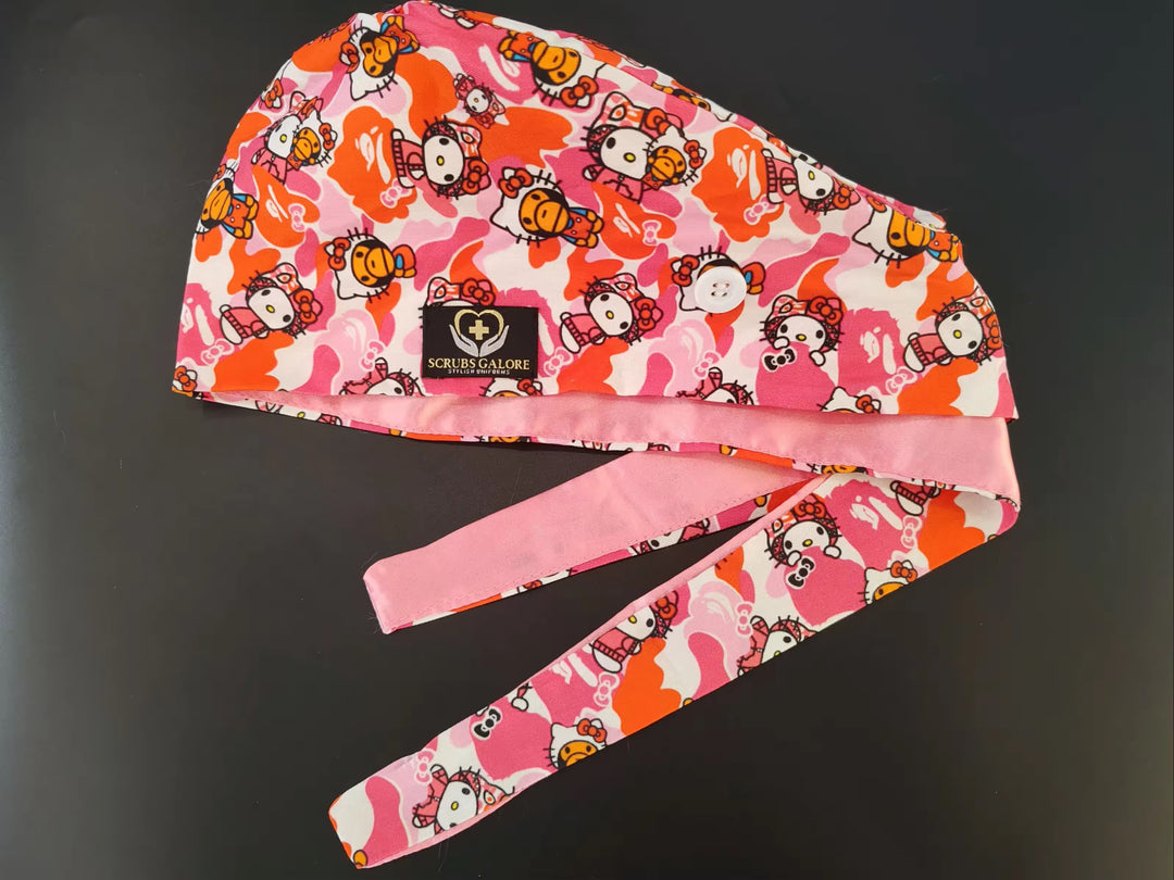 Pink Army Satin-Lined Scrub Cap