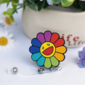 Rainbow Smiley Flower Badge Reel