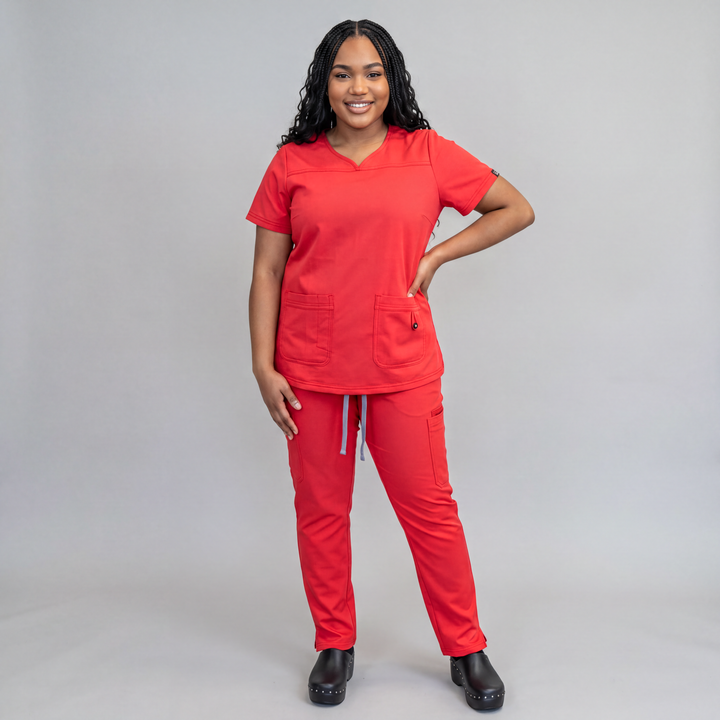 Flex Appeal Women’s Scrub Top – Radiant Red