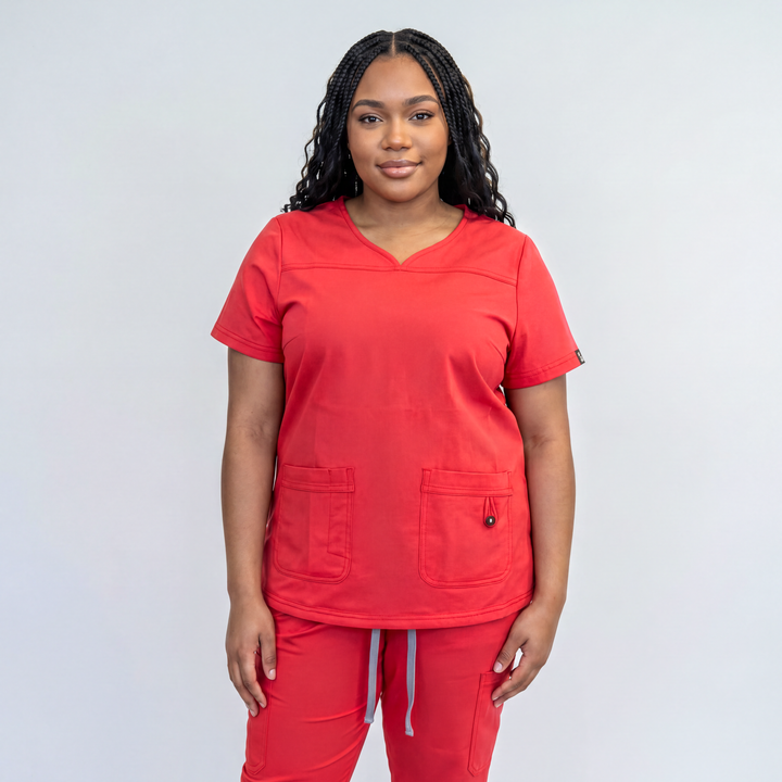 Flex Appeal Women’s Scrub Top – Radiant Red