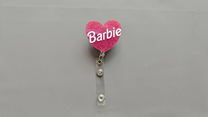 Pink Barbs Badge Reel