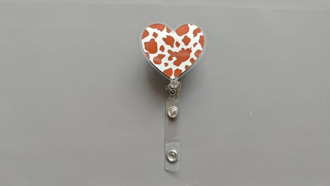 Cow Print Heart Nurse Badge Reel