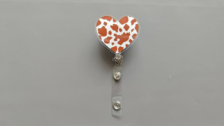 Cow Print Heart Nurse Badge Reel