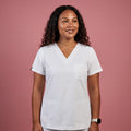 Classic V-Neck Scrub Top in aspen gold front view - Scrubs Galore Uniforms