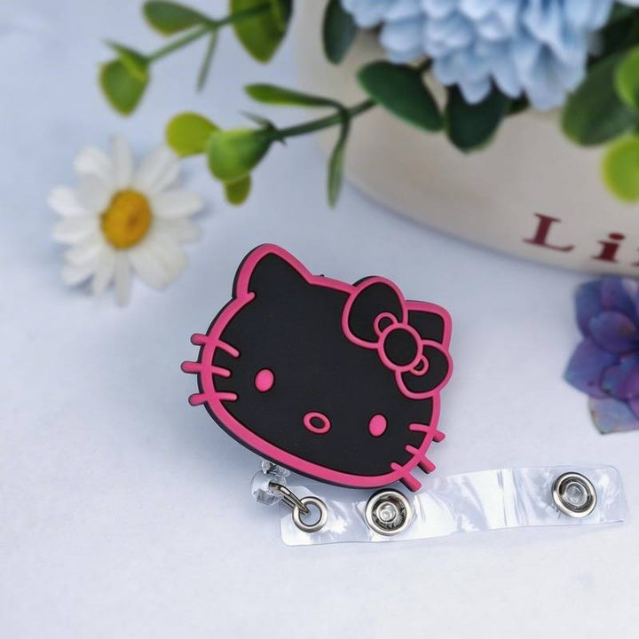 Black & Pink Kitty Inspired Badge Reel