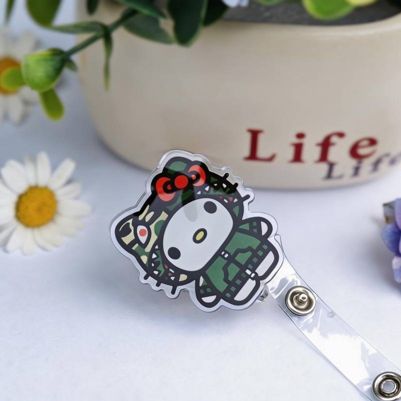 Camo Hello Kitty Inspired Badge Reel