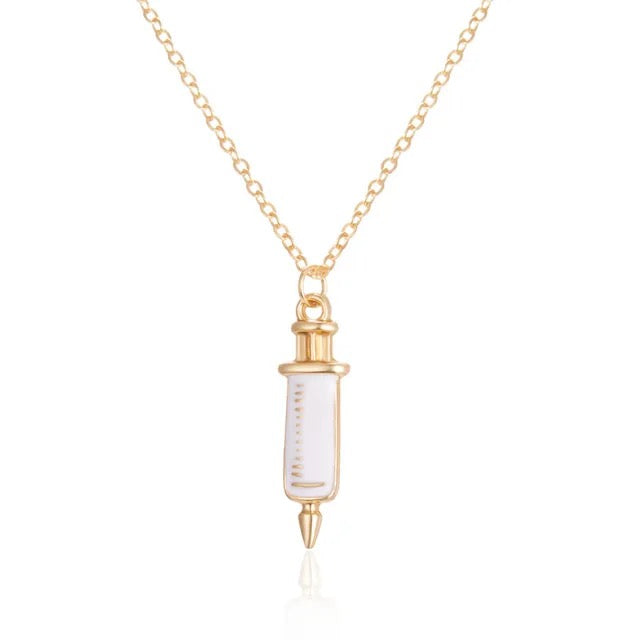 White Syringe Necklace