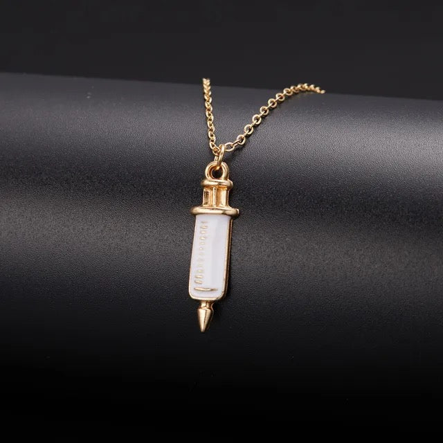 White Syringe Necklace