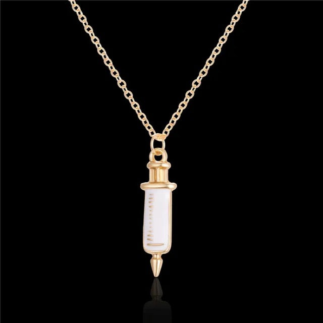 White Syringe Necklace