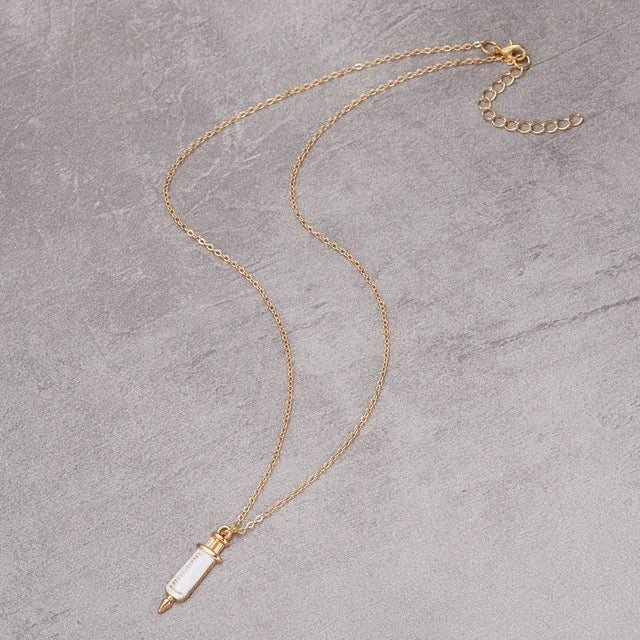 White Syringe Necklace