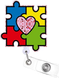 Autism Puzzle Piece  Badge Reel