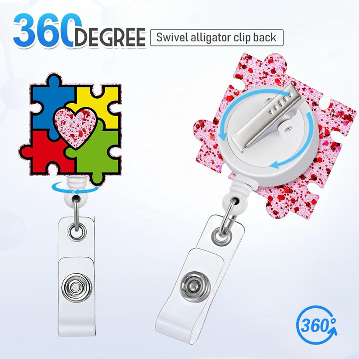Autism Puzzle Piece  Badge Reel
