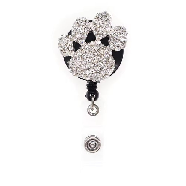 Rhinestone Paw Print Badge Reel