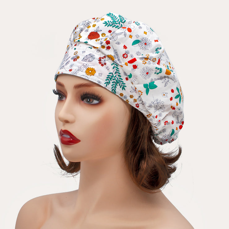Floral  Bouffant Scrub Cap