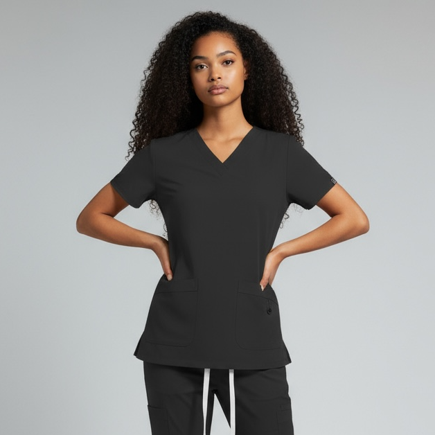 Flex Appeal Women’s Scrub Top – Black