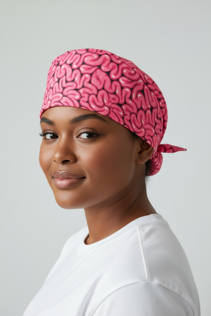 Brain Power Scrub Cap — Pink