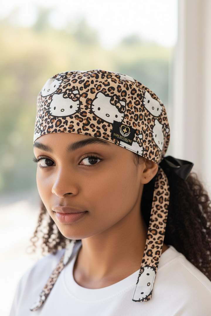 Hello Kitty Cheetah Print Scrub Cap