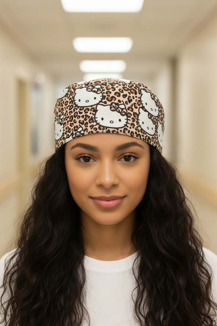 Hello Kitty Cheetah Print Scrub Cap