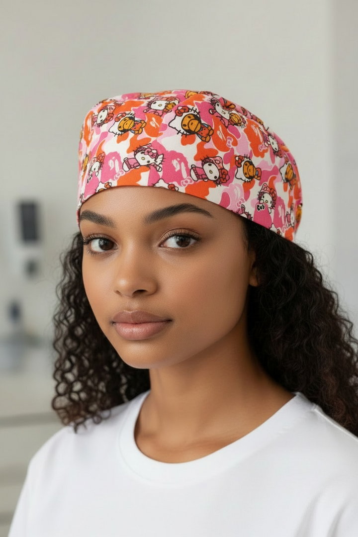 Pink Army Satin-Lined Scrub Cap