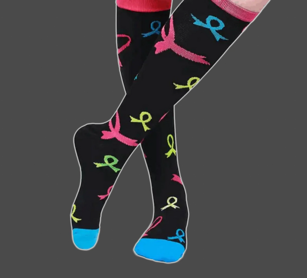 Cancer Awareness Support Compression Socks