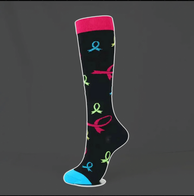 Cancer Awareness Support Compression Socks