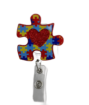 Autism Puzzle Piece Retractable Badge Holder - Scrubs Galore Uniforms 