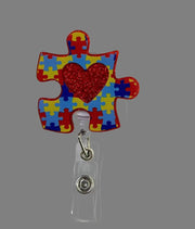 Autism Puzzle Piece badge Holder - Scrubs Galore Uniforms 