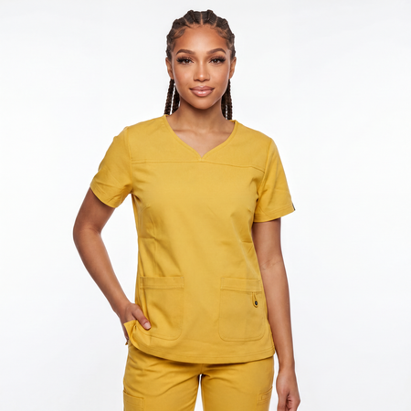 Flex Appeal Women’s Scrub Top – Mustard Yellow