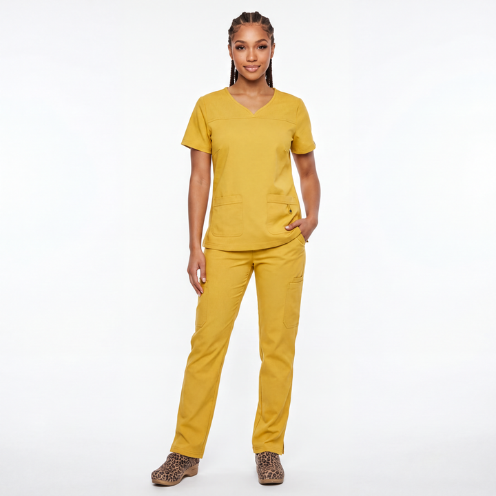 Flex Appeal Women’s Scrub Top – Mustard Yellow