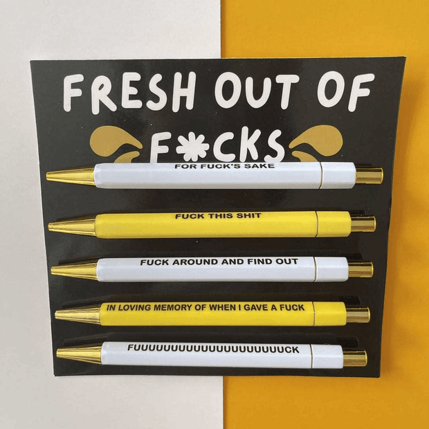 Fresh Out Of Fucks 5 Piece Ball Point Pen Set - Scrubs Galore Uniforms 