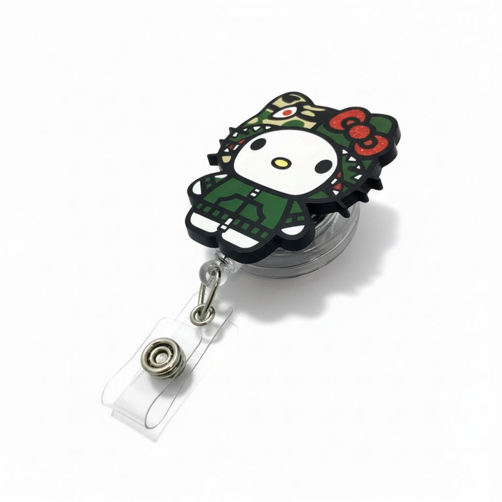 Camo Hello Kitty Inspired Badge Reel