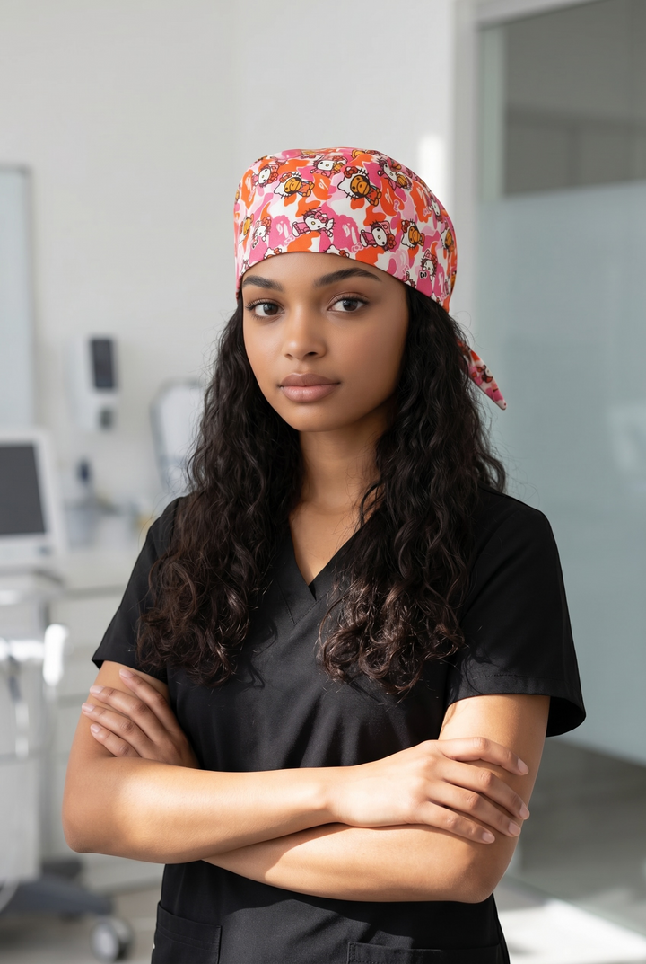 Pink Army Satin-Lined Scrub Cap