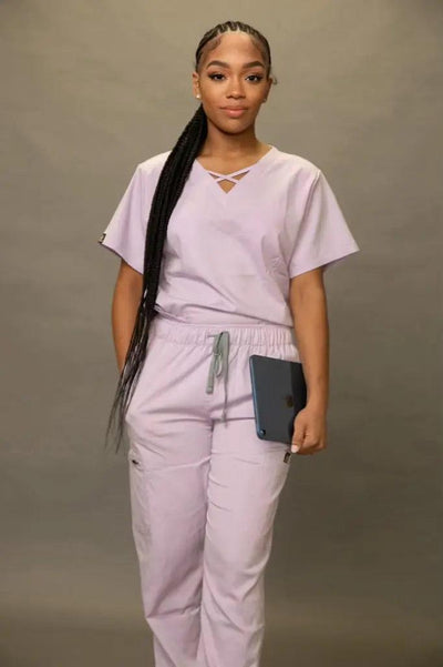 Lilac Criss Cross Top - Scrubs Galore Uniforms 