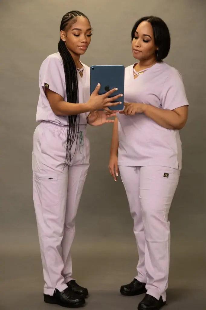 Lilac Criss Cross Top - Scrubs Galore Uniforms 